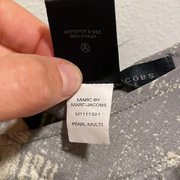 Marc by Marc Jacobs Ballon cream and grey silk dress - Picture 7 of 11